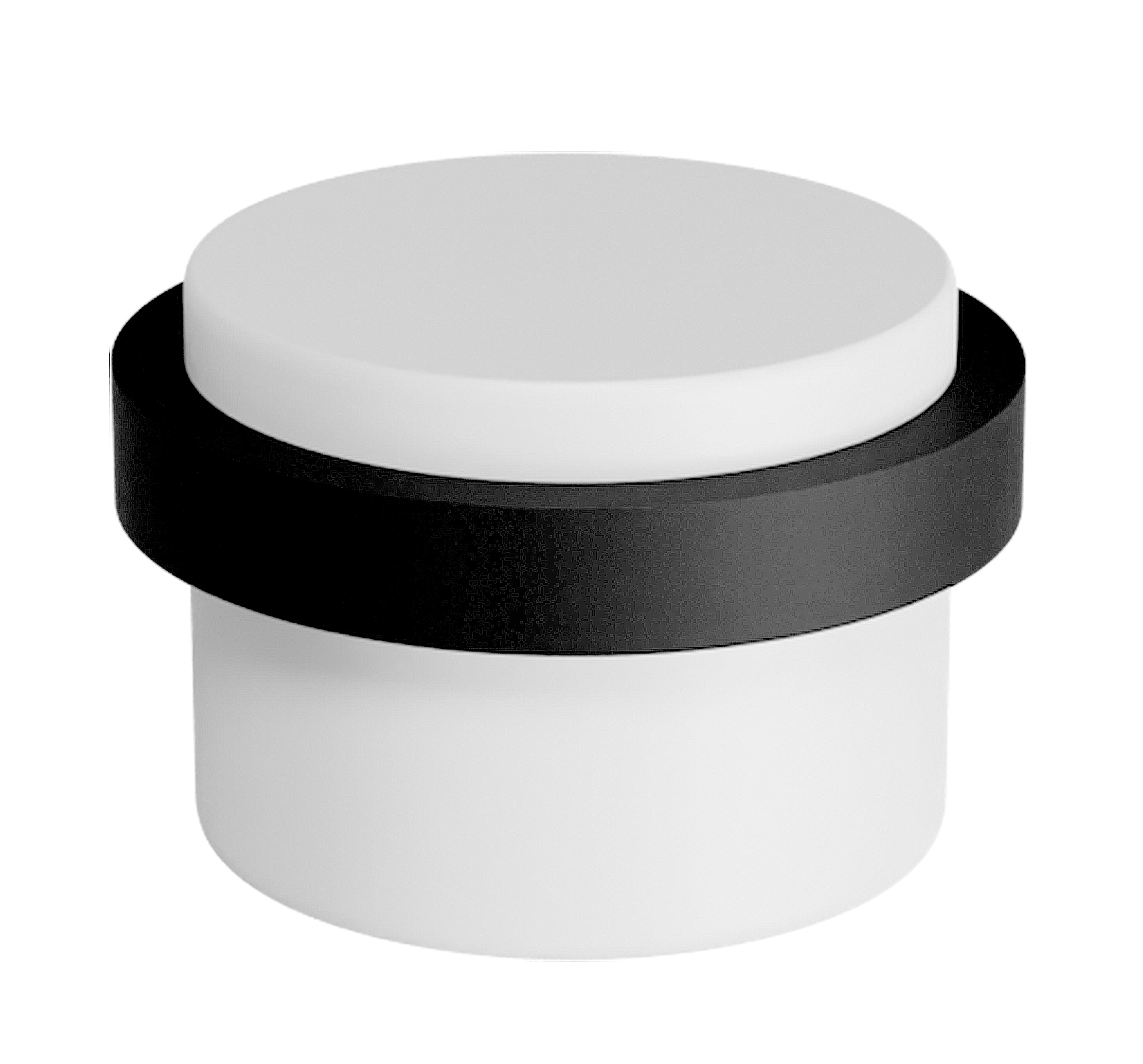 Tope de puerta fabricado en latón acabado blanco fijación adhesiva 24x19mm