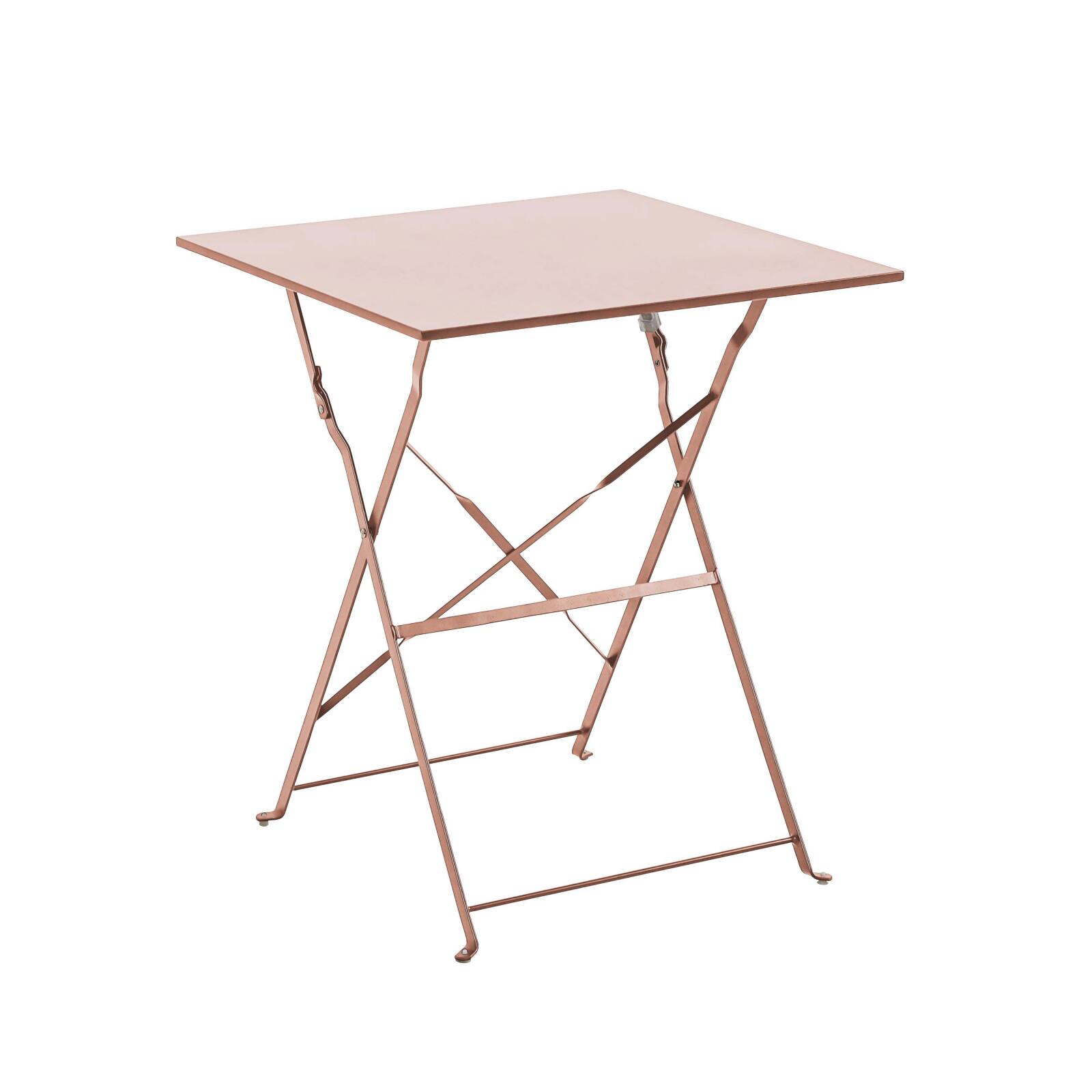 Oviala - mesa plegable de jardín tipo bistró de acero rosa empolvado