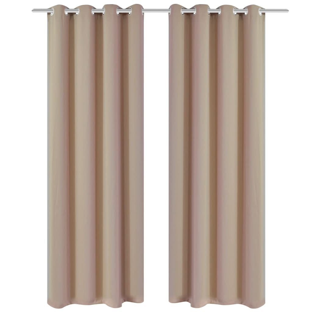 2 cortinas oscurecedoras con anillas blanco crema blackout 135x245cm