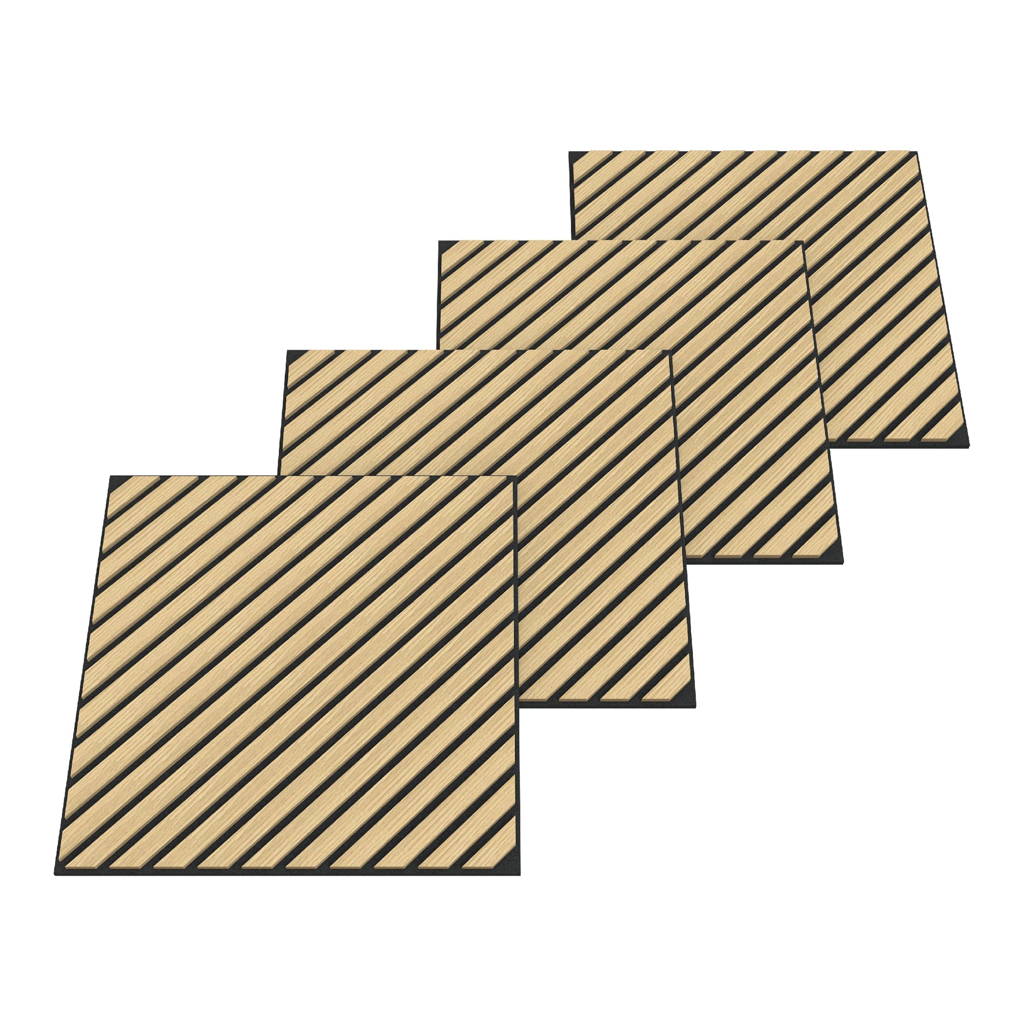 Set de 4 paneles acústicos vang 3d 1,44 m² lamas diagonales - roble