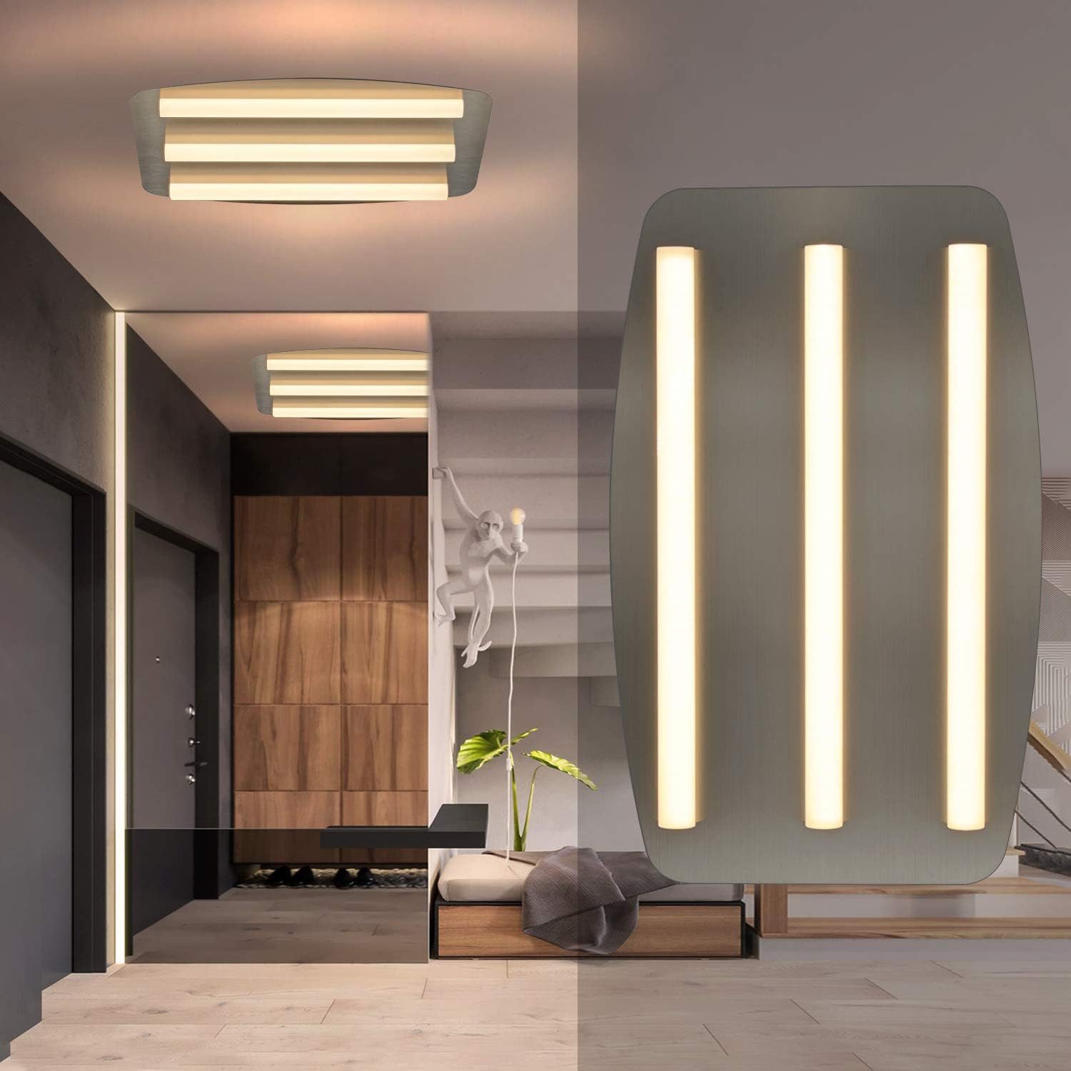 Nettlife lámpara de techo LED blanco cálido 3000 k dormitorio 48 x 30 cm
