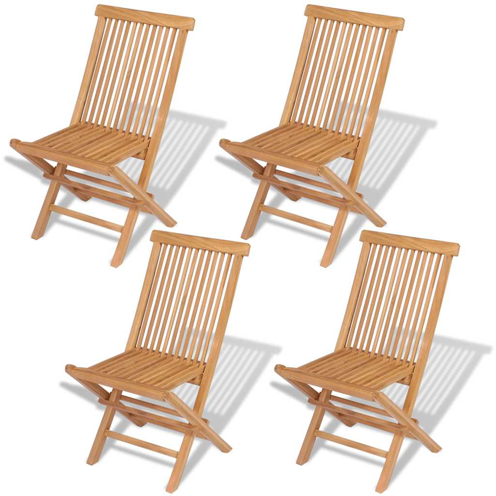vidaXL sillas de jardín plegables 4 unidades madera maciza de teca