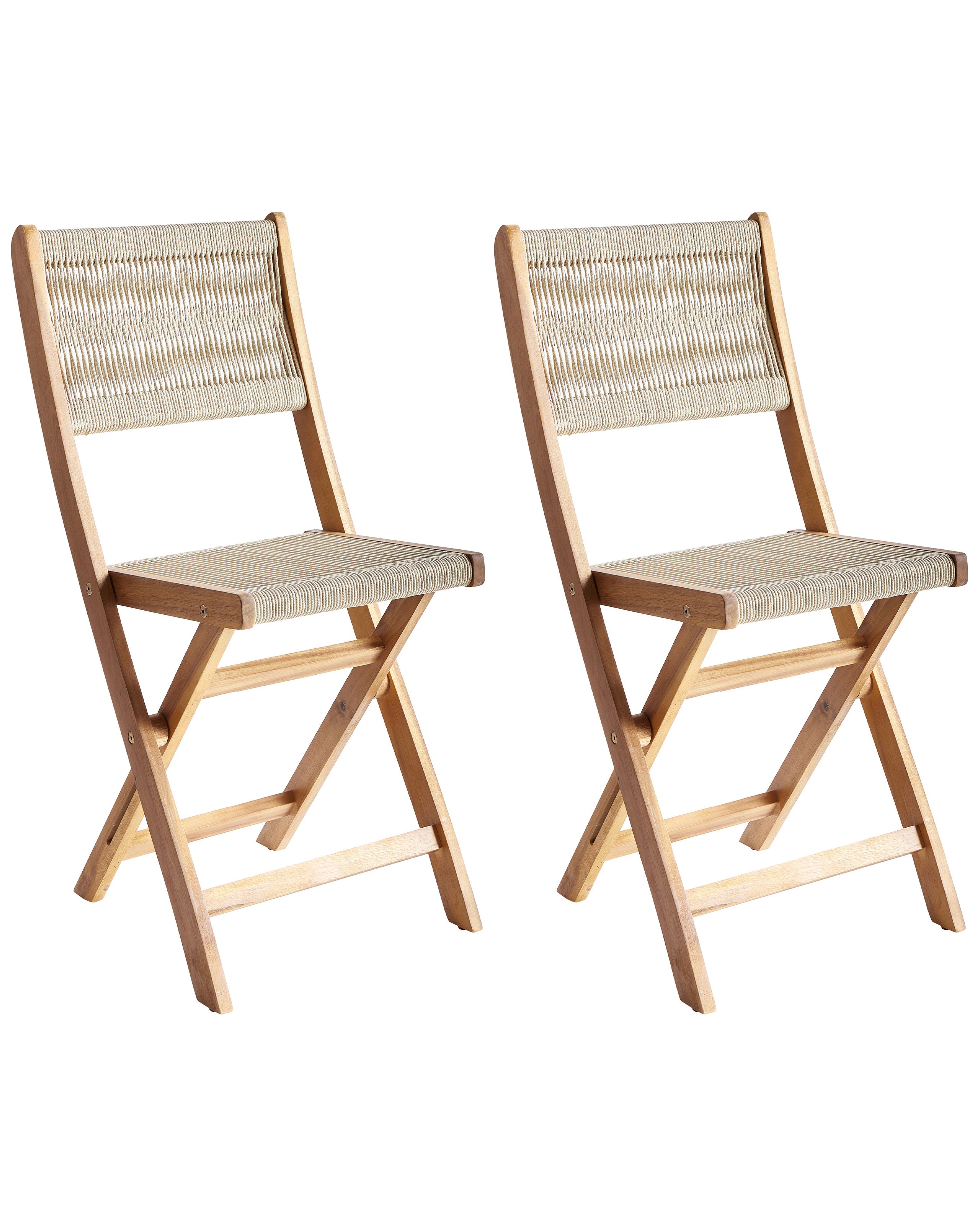 Conjunto de 2 sillas de jardín prossedi plegable madera de acacia beige