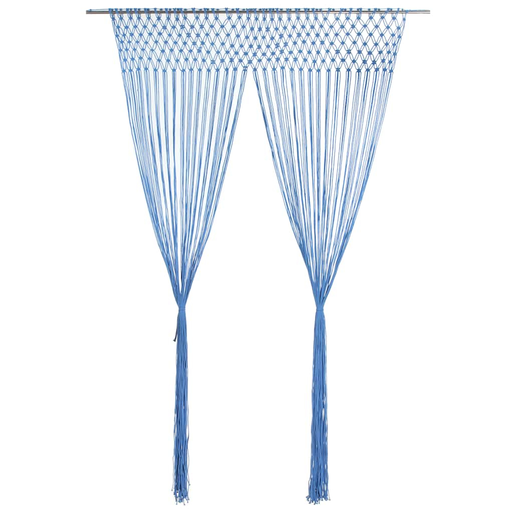 vidaXL cortina de macramé algodón azul 140x240 cm