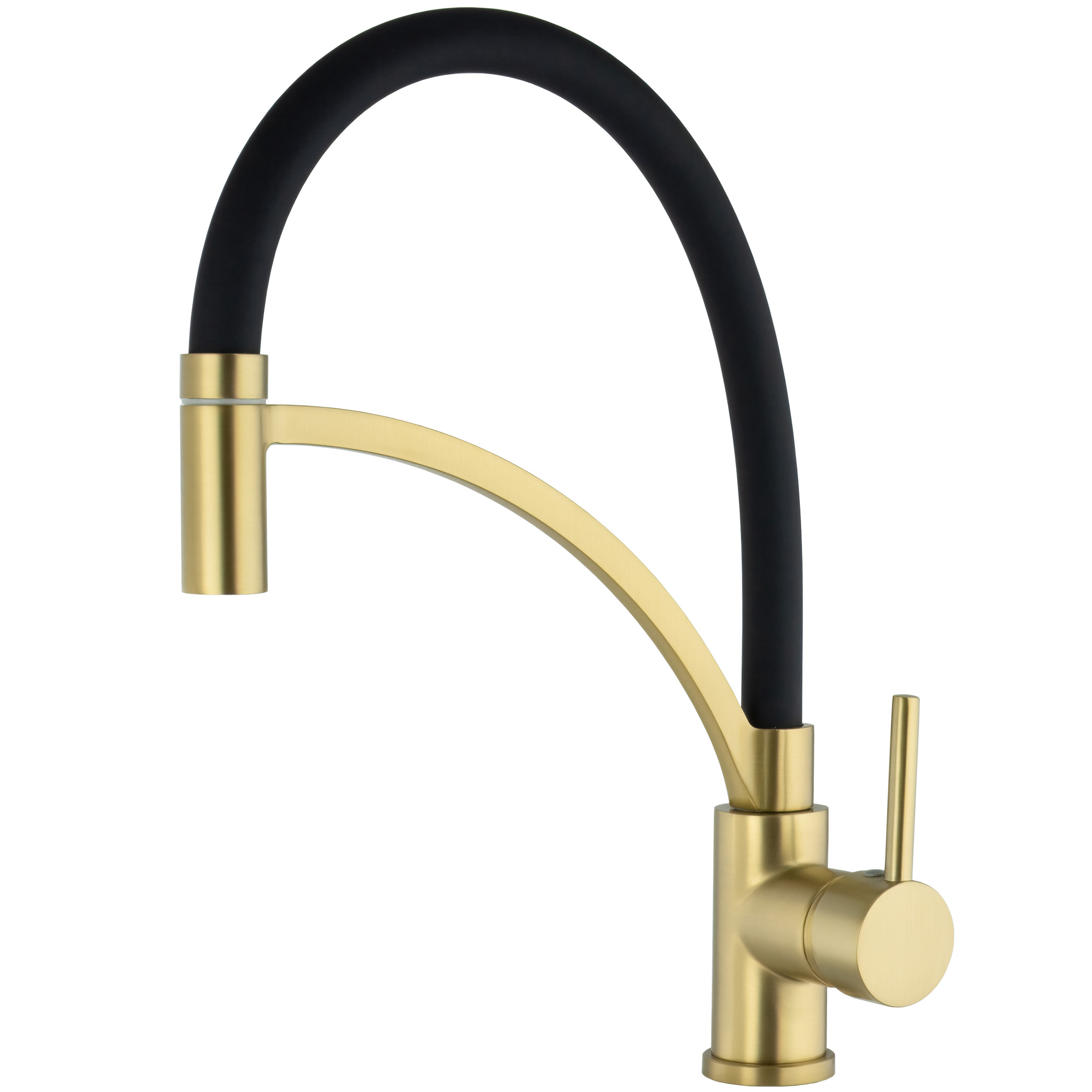 Valaz grifo cocina con caño flexible y giratorio monomando oro mate