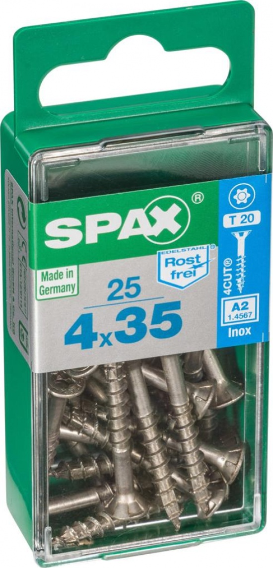 Tornillo - spax - cabeza avellanada torx - acero inoxidable - diam. 4 mm -