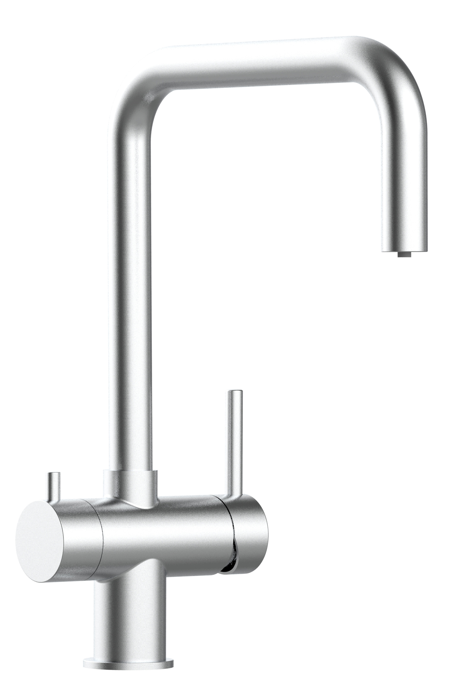 Grifo de cocina 3 vías acero inox cepillado caño N giratorio