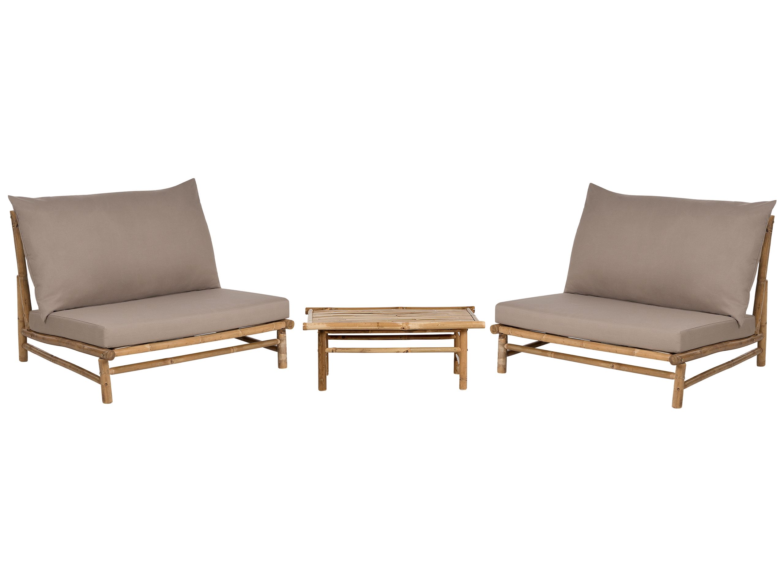 Conjunto de jardín con mesa 2 plazas todi madera de bambú gris pardo