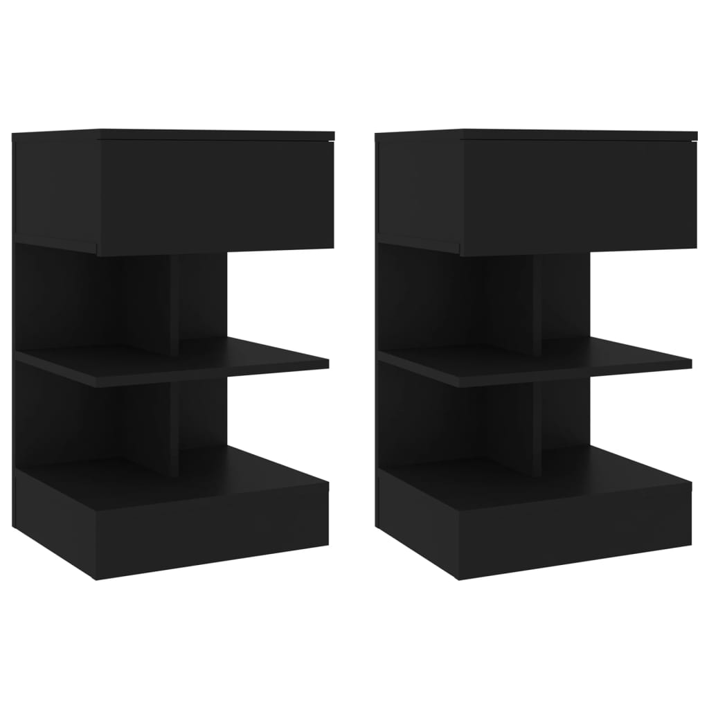 Casa lúmina - set de 2 mesita de noche negro madeira 40 x 35 x 65 cm