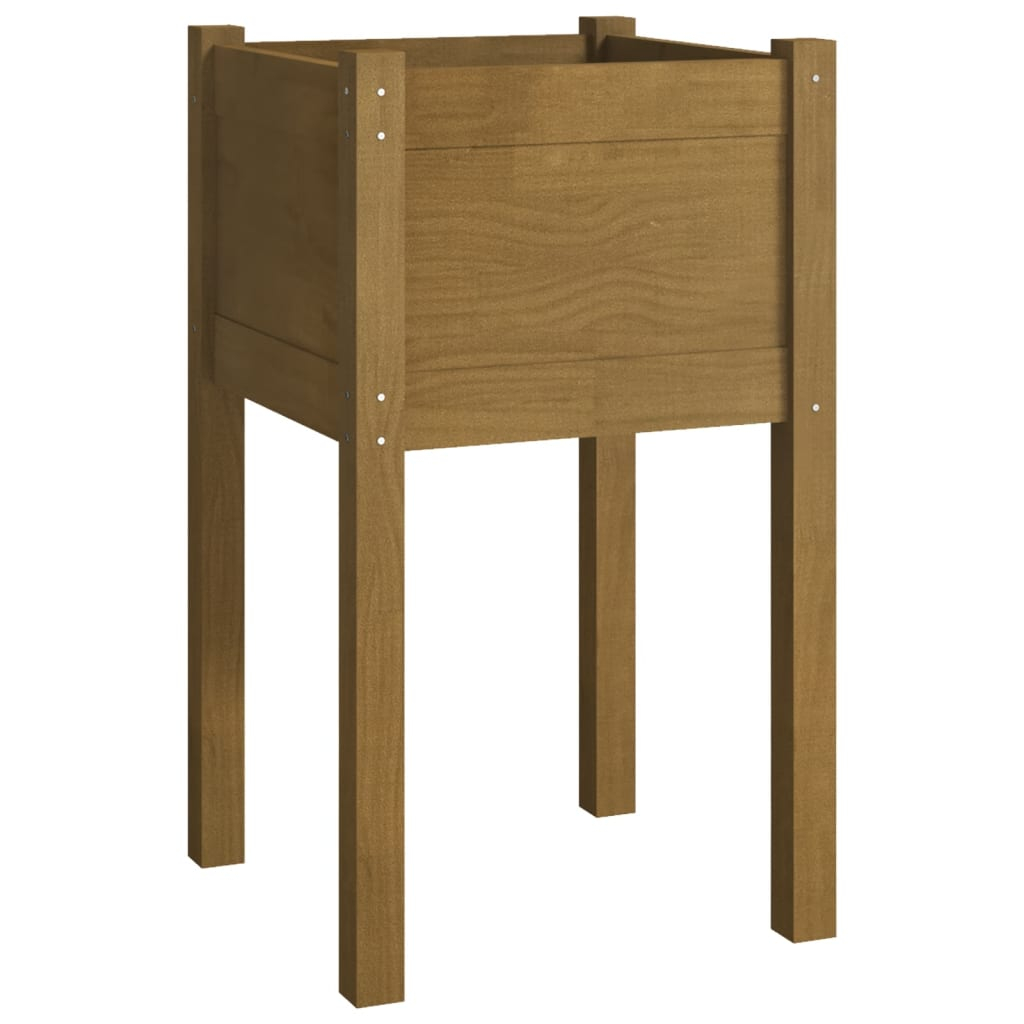 vidaXL jardinera de madera maciza de pino marrón miel 40x40x70 cm