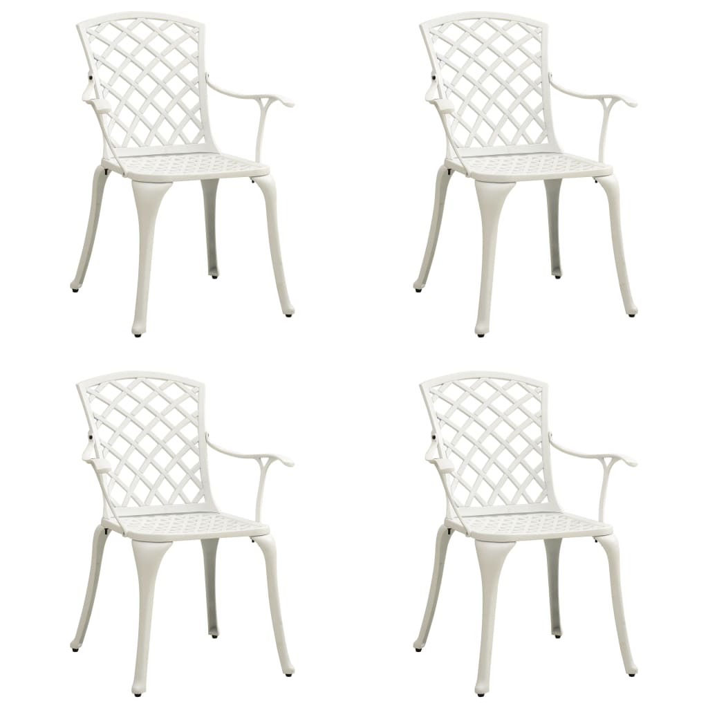 vidaXL sillas de jardín 4 unidades aluminio fundido blanco