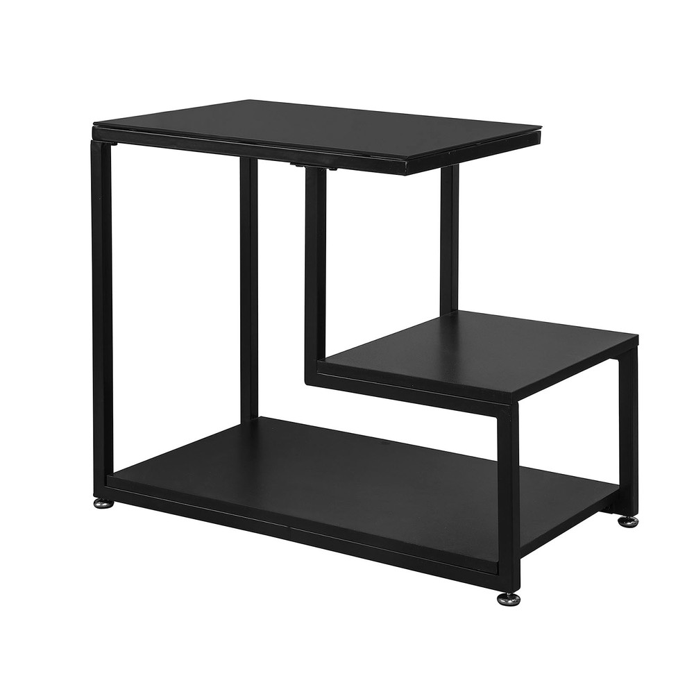 Mesa auxiliar 3 estantes negro 65x35x55cm