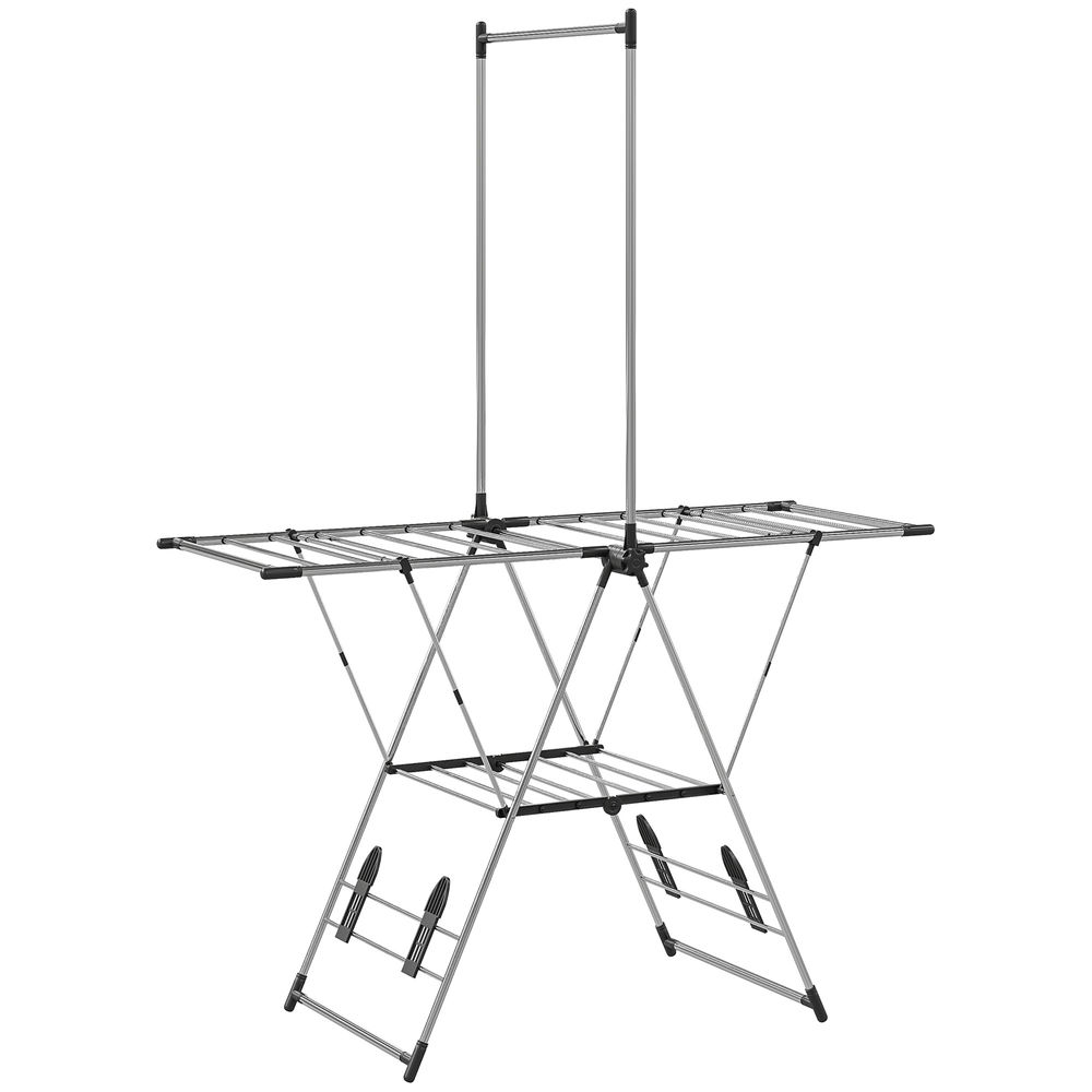 Tendedero de ropa 139x62.5x201 cm acero inoxidable, pp color gris Homcom