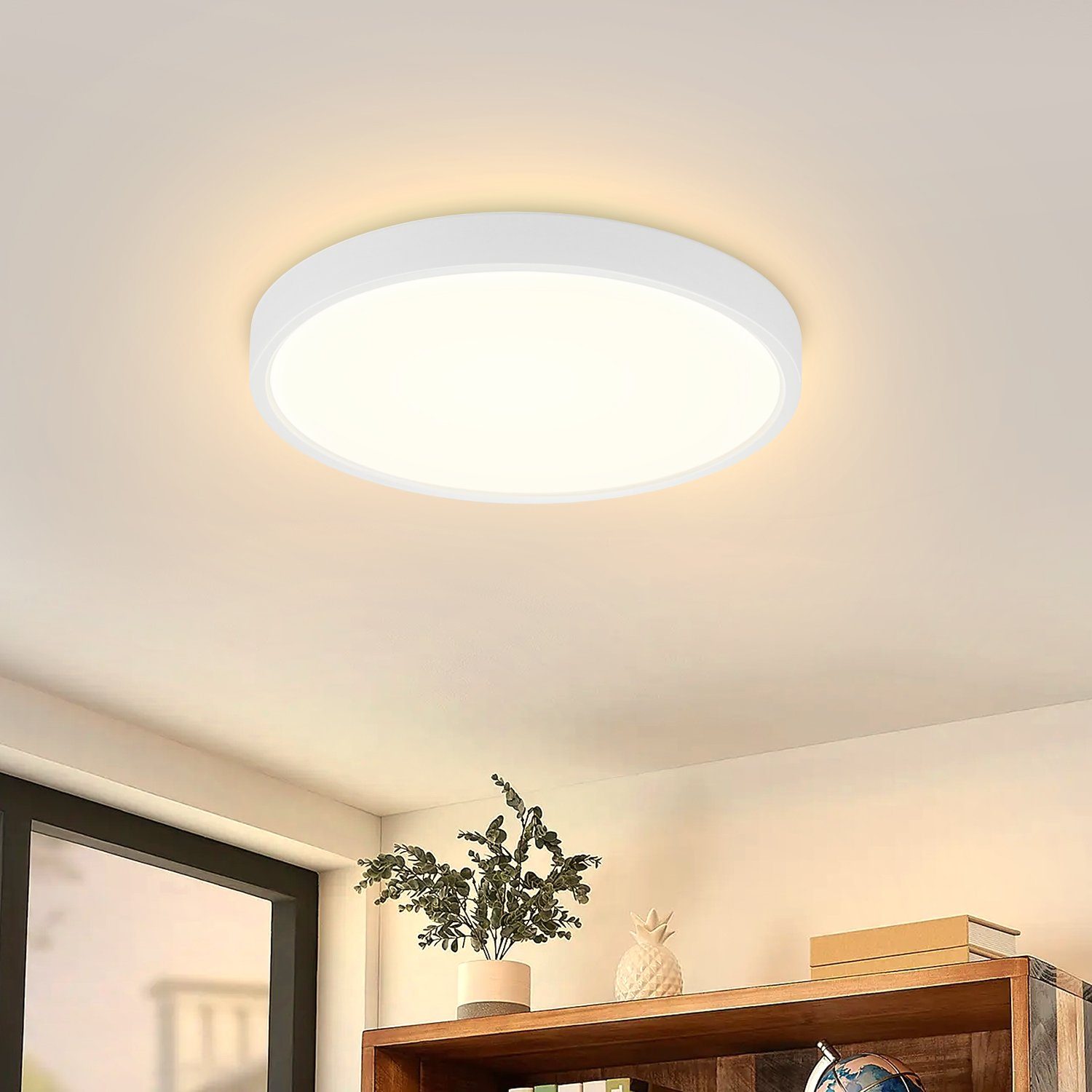 Nettlife lámpara de techo LED ip44 8w redonda 3000k 17cm plana para baño