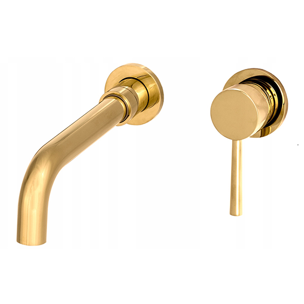 Grifo lavabo empotrado de pared, dorado