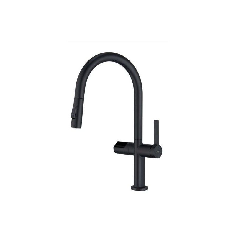 Grifería de cocina monomando extraíble negro mate serie turín