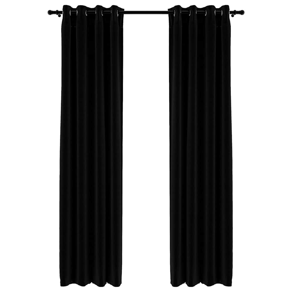 vidaXL cortinas opacas con ojales look de lino 2 pzas negro 140x225 cm