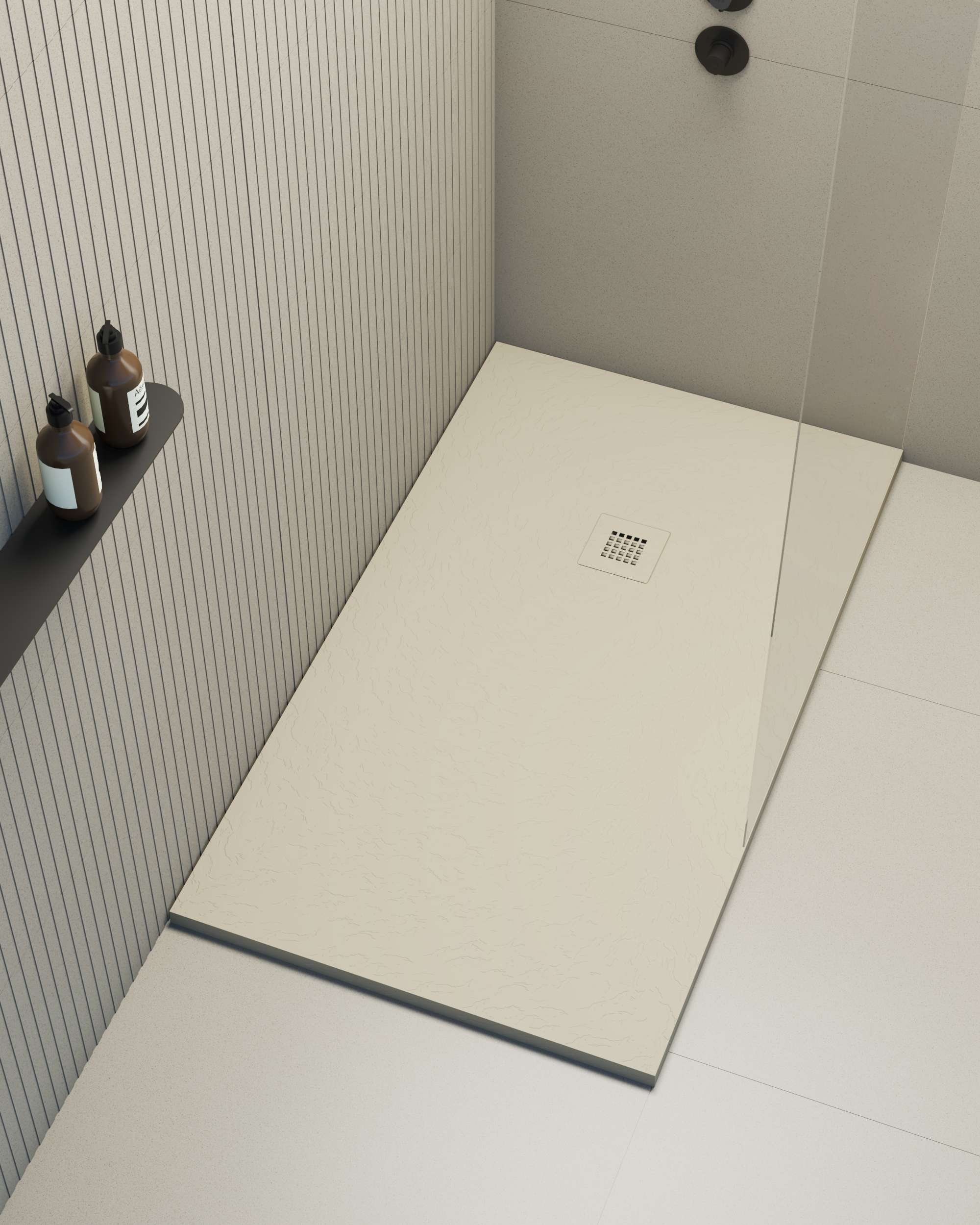 Plato de ducha poaLGi - 100x120 cm - perla - extraplano, antideslizante
