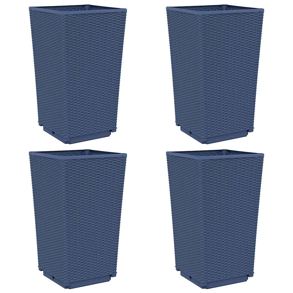 vidaXL jardineras 4 unidades pp azul gris 32,5x32,5x57 cm