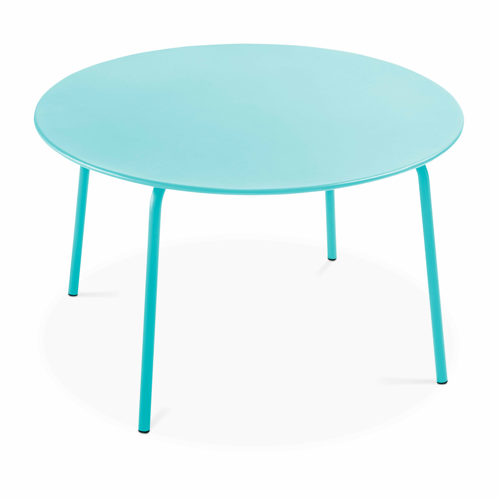 Oviala - mesa redonda de jardín de acero turquesa de 120 cm