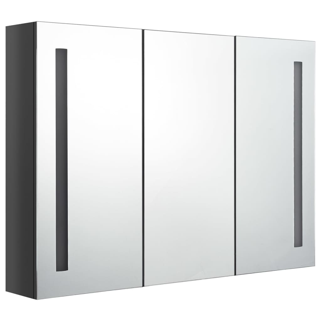 vidaXL mueble de baño con espejo LED gris brillante 89x14x62 cm