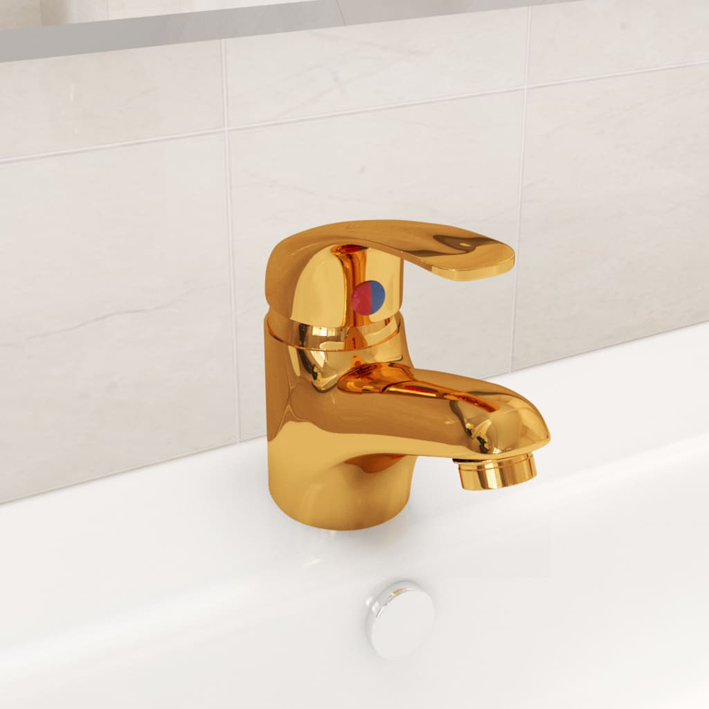Grifo mezclador de lavabo dorado 13x10 cm es8285