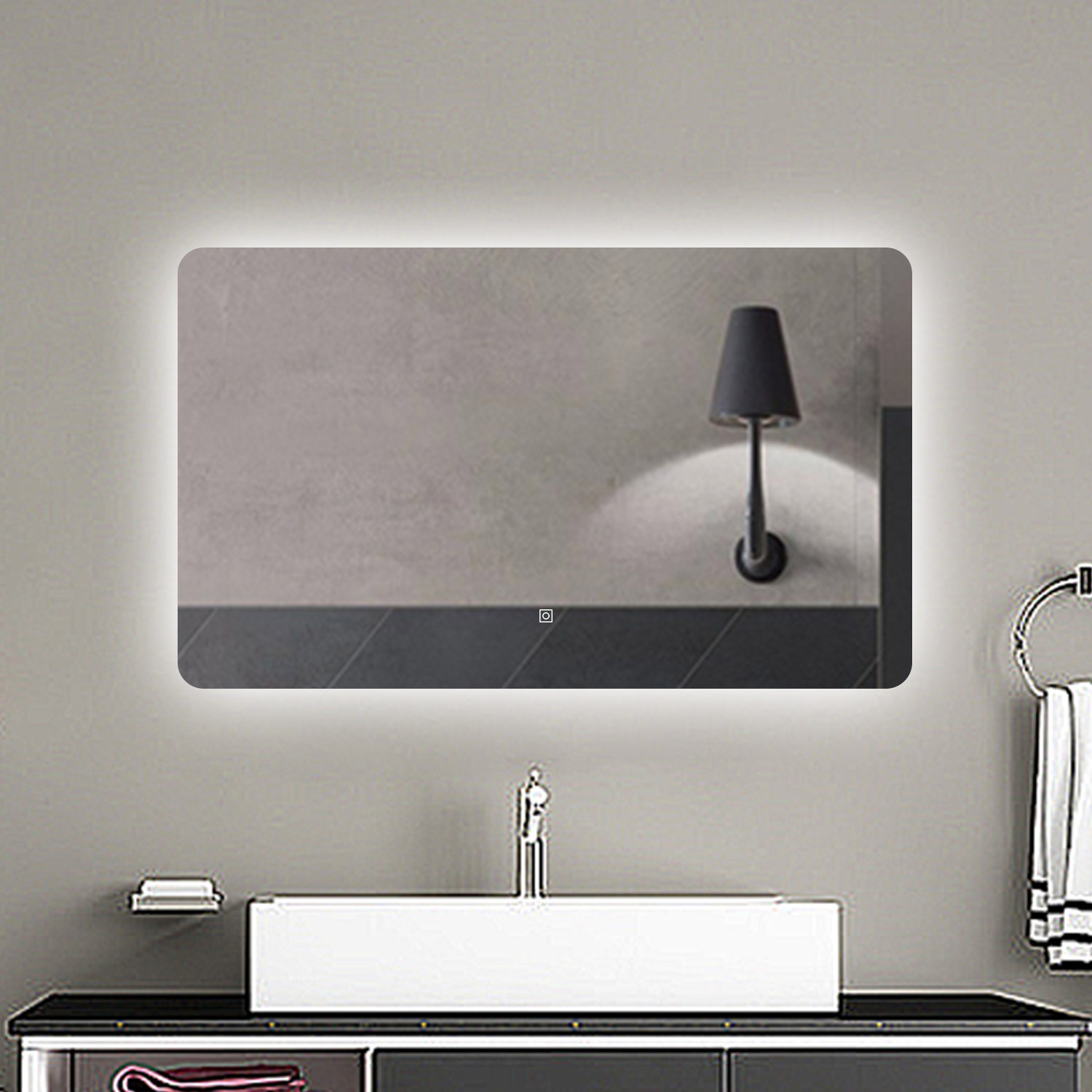 Aica espejo de baño LED 100×60cm,luz blanca 6000k,brillo ajustable