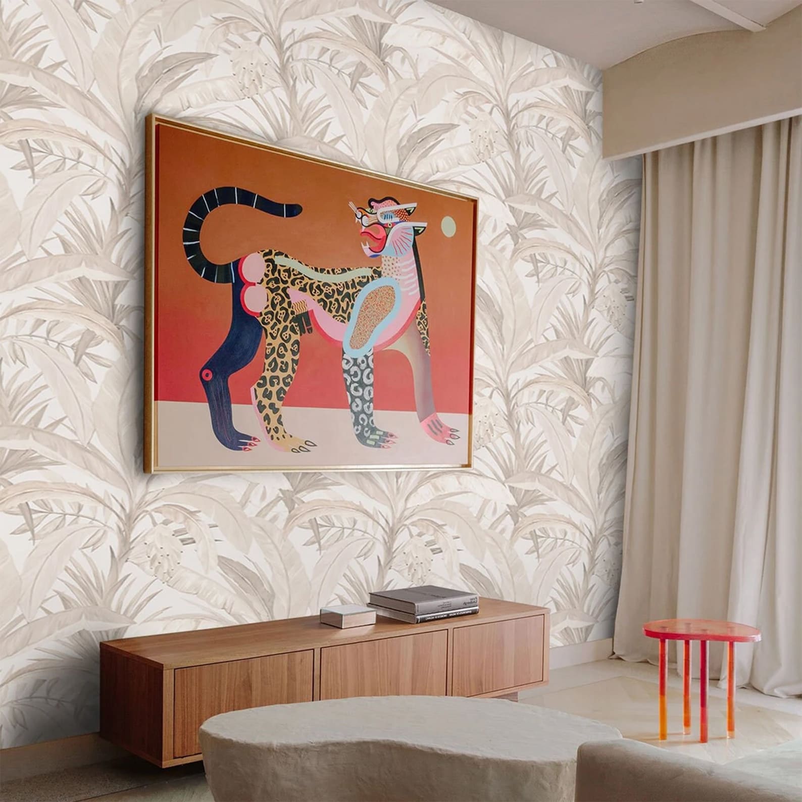 Papel pintado selva tropical beige