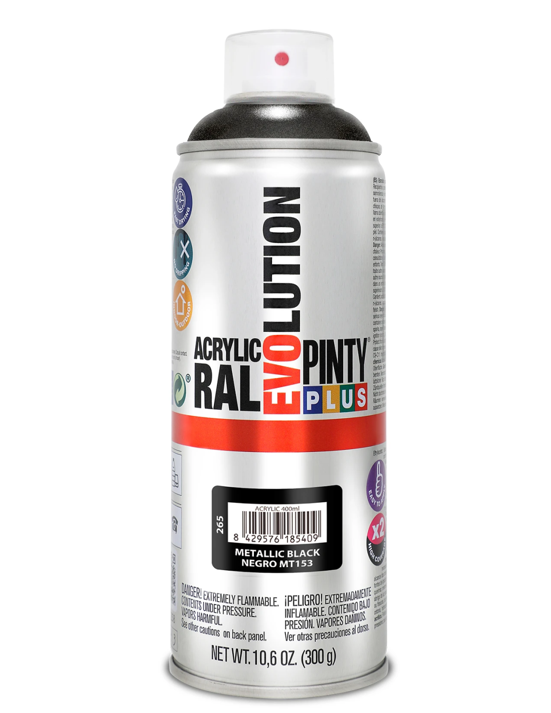 Spray pintura metalizada pintyplus 400 ml (negro mt153)