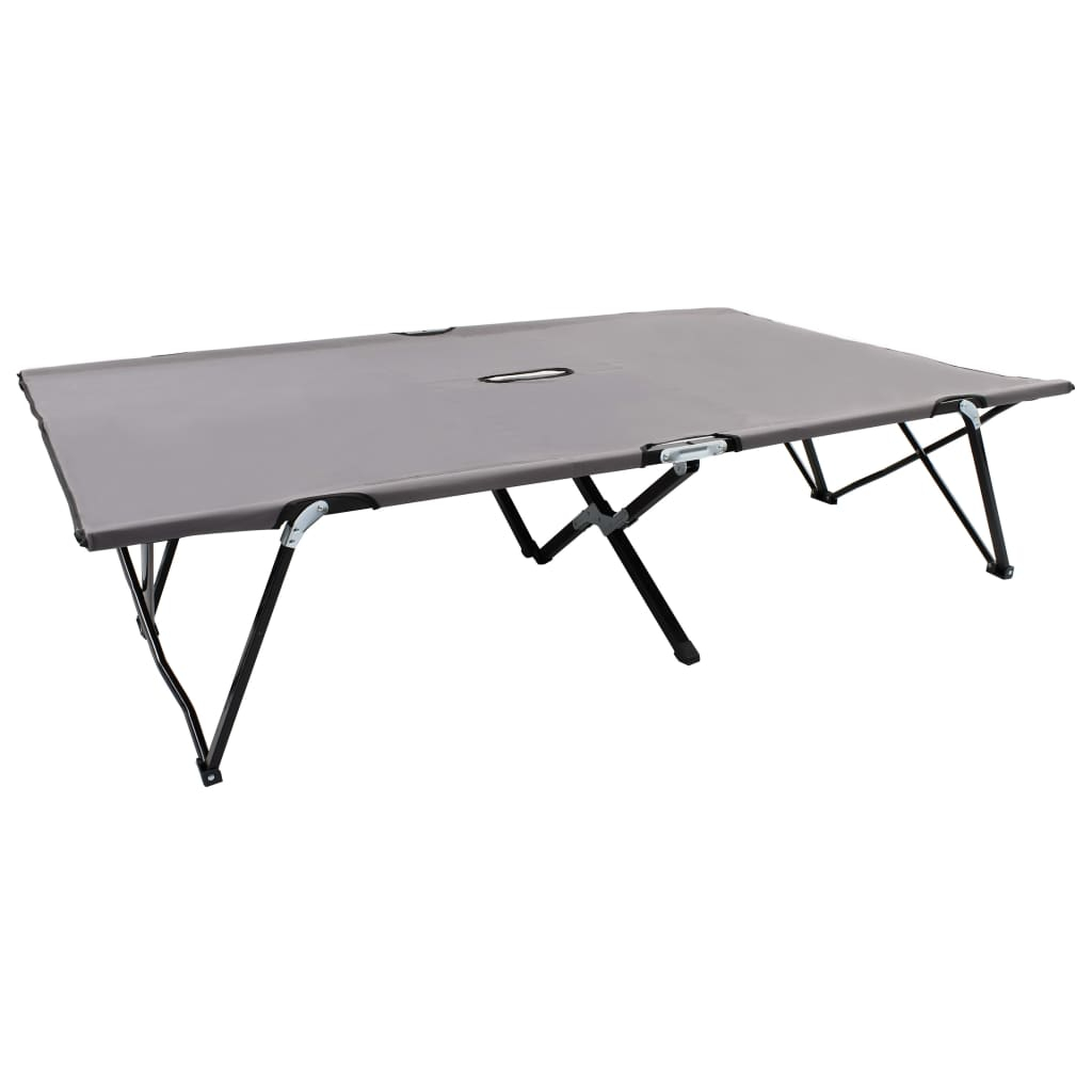vidaXL tumbona doble plegable acero gris