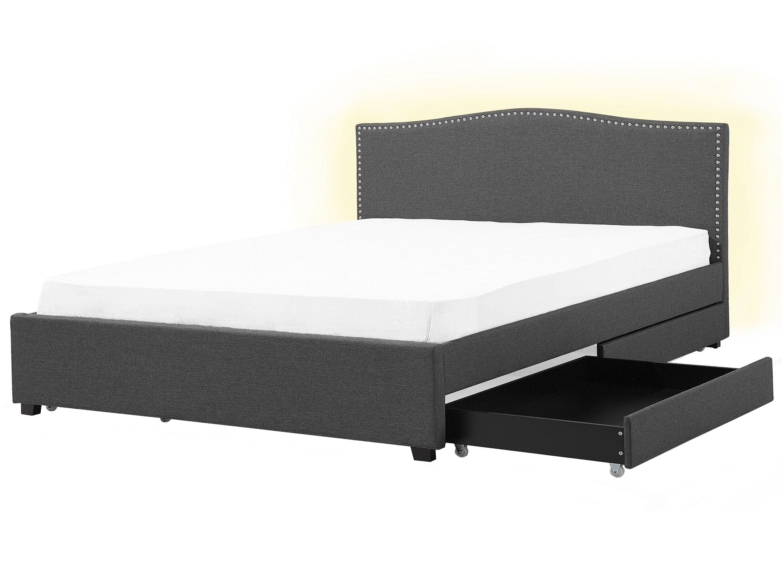 Cama con cajones montpellier tela gris oscuro 180 x 200 cm LED