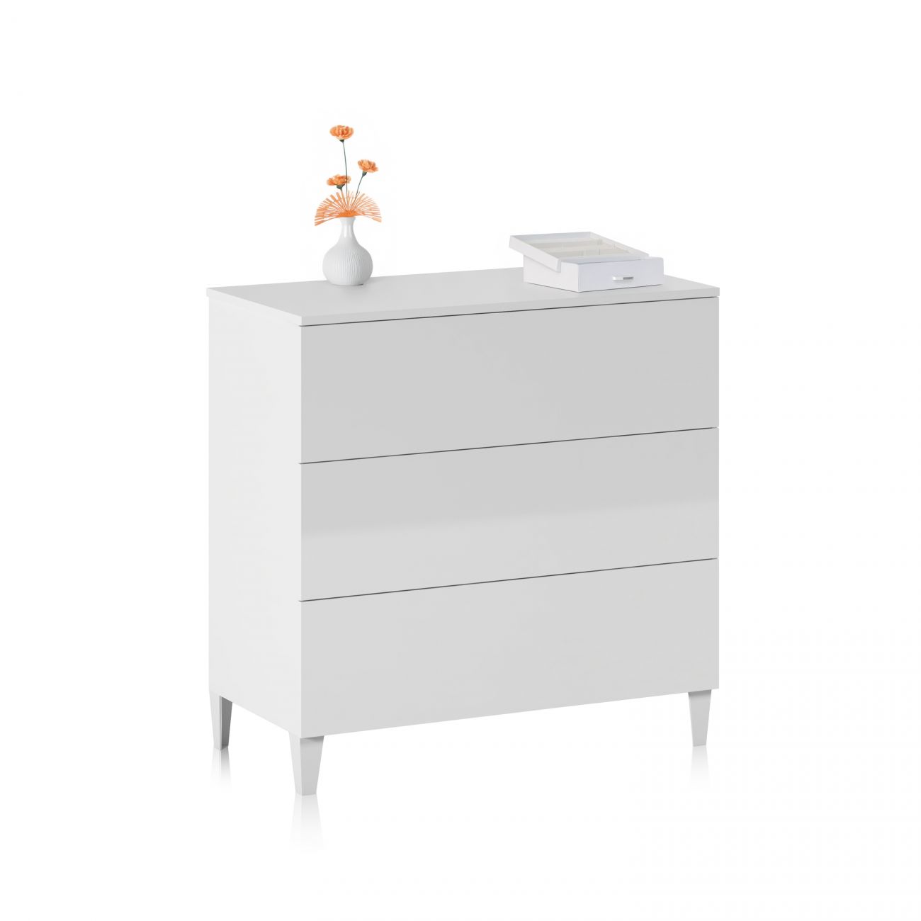Cómoda de 3 cajones amplios 80x76 cm plex blanco