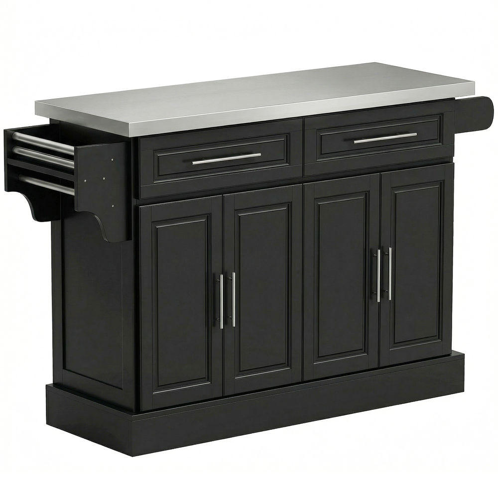 Isla de cocina 145x45x93 cm mdf, acero inoxidable Homcom, hogar - cocina