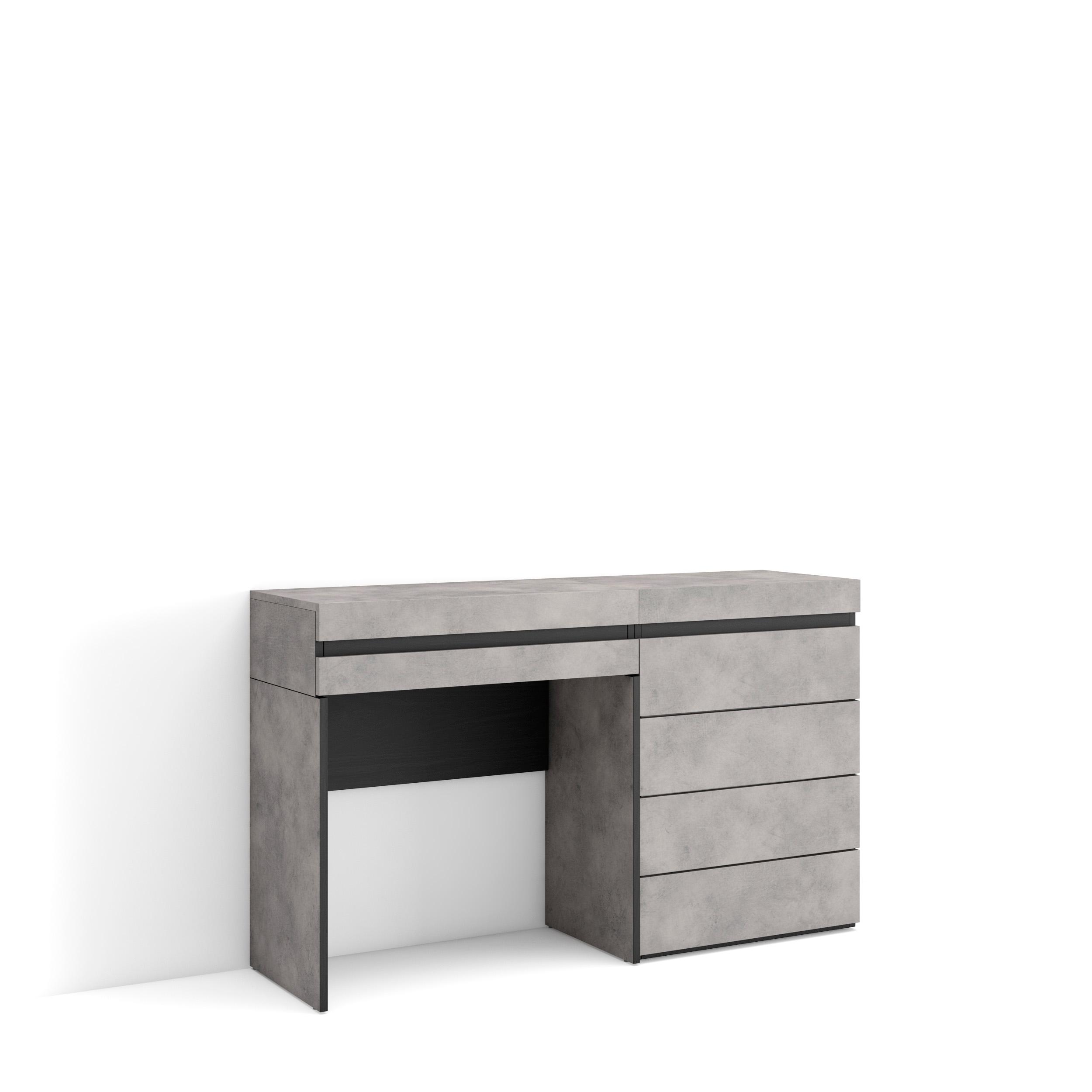 Tocador, 127x35x75cm, cemento, cómoda, cajonera rf3461