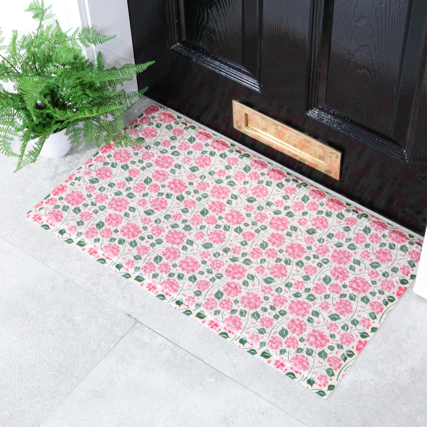 Felpudo para exterior con hortensias (70 x 40 cm)