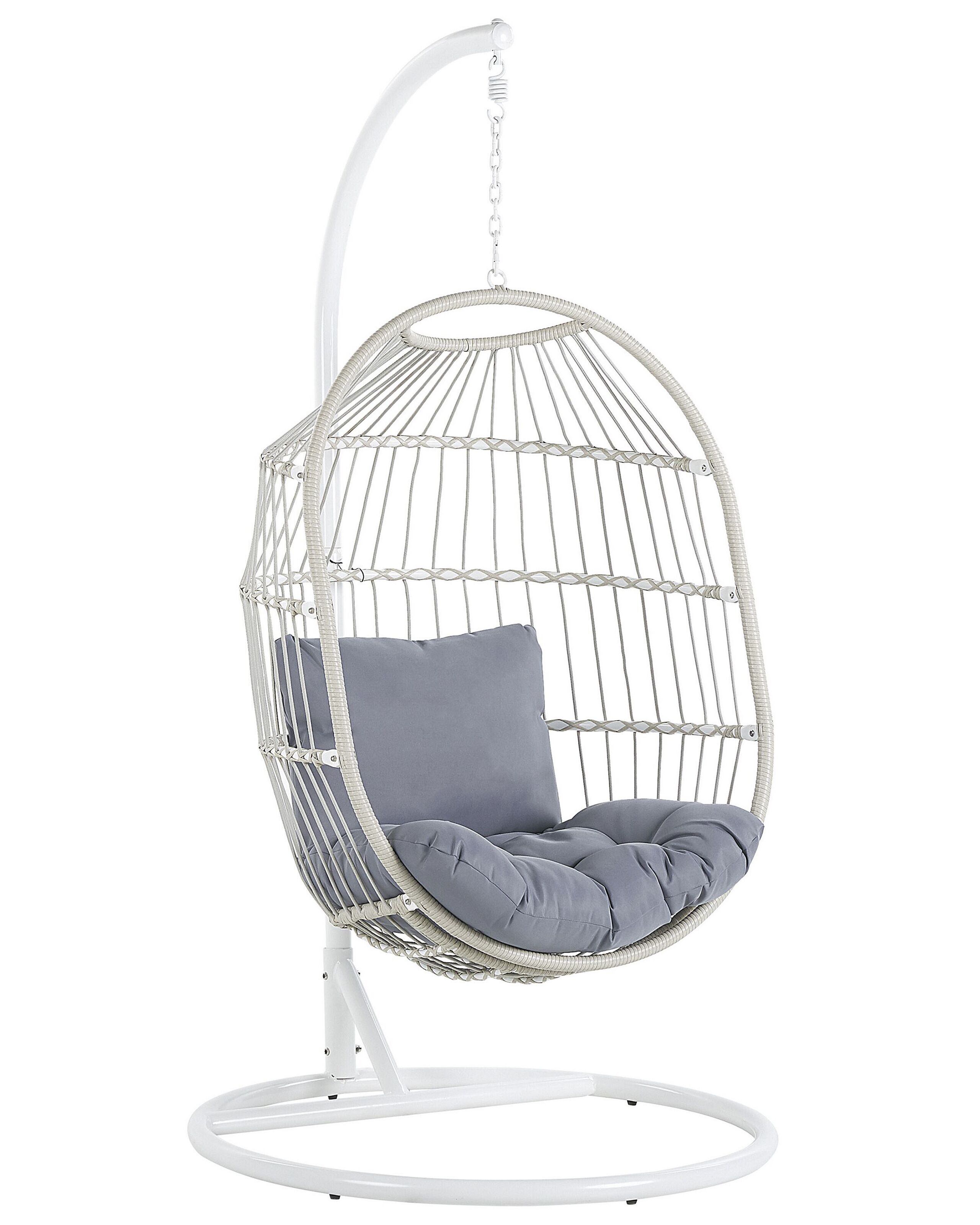 Sillón colgante con soporte alba ratán sintético blanco