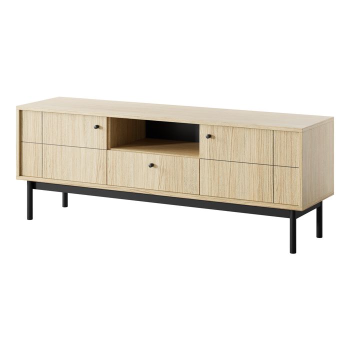 Mueble de tv - 3xe living - 153,5 x 39 x 56,5 cm - roble linea - patas negr