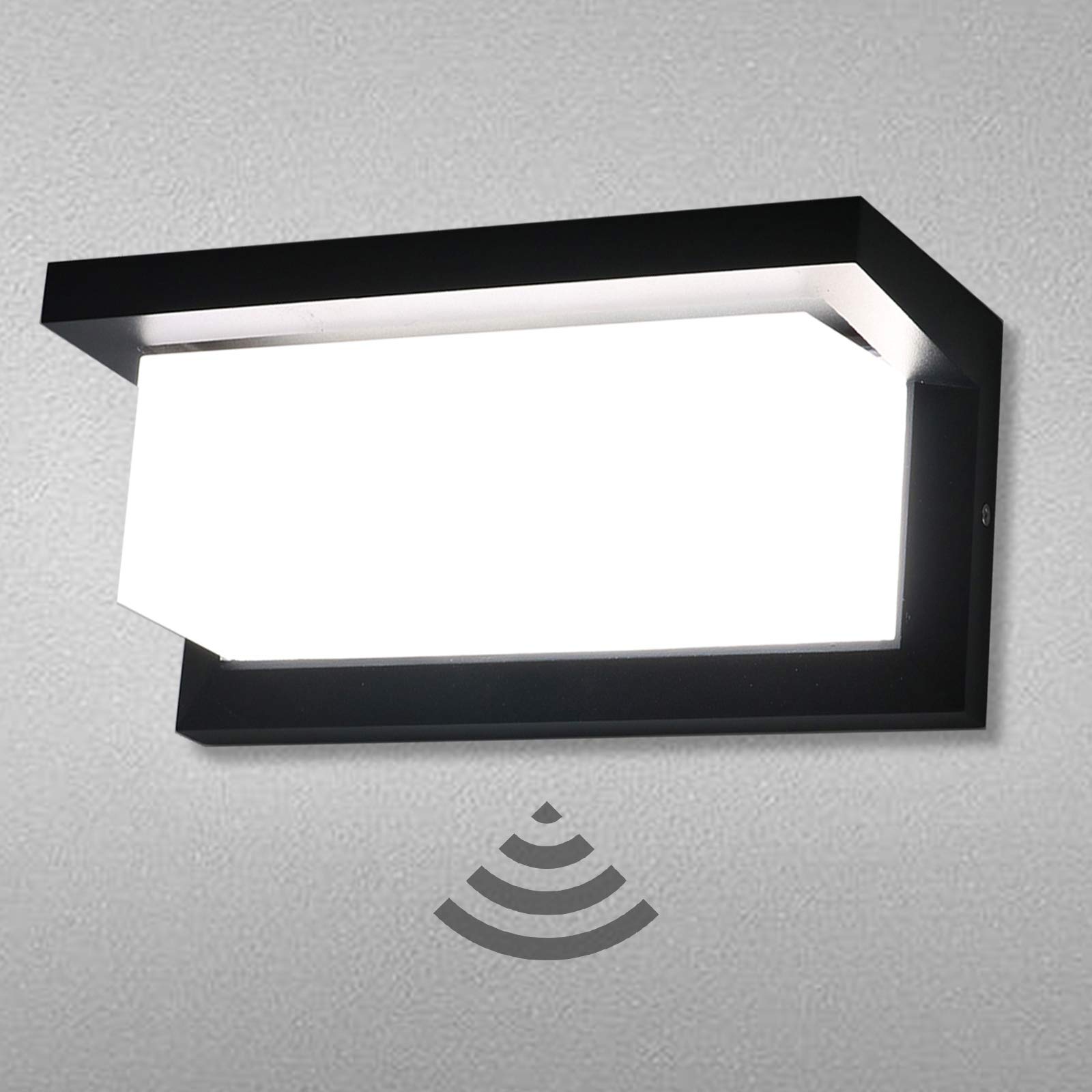Lámpara de pared aluminio con sensor impermeable 18 w 6000 k blanco