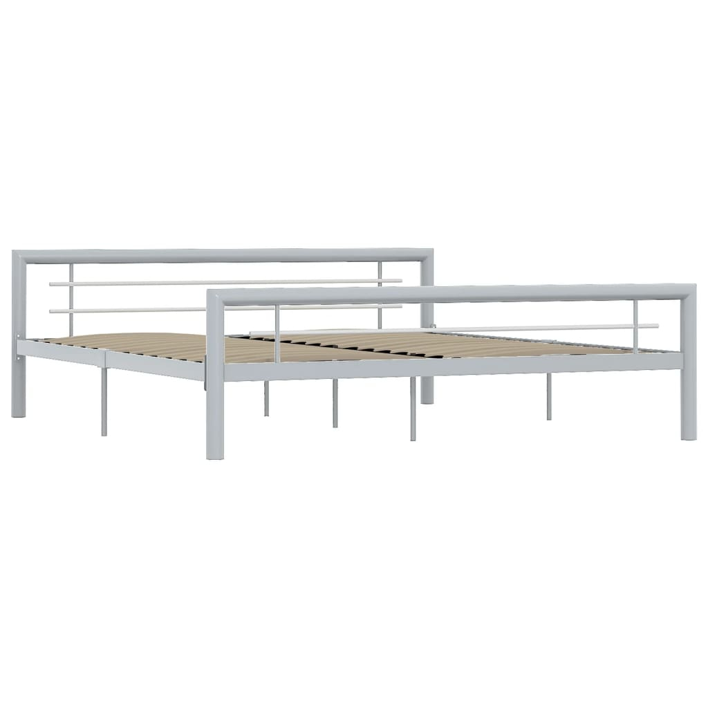 vidaXL estructura de cama sin colchón metal gris y blanco 180x200 cm