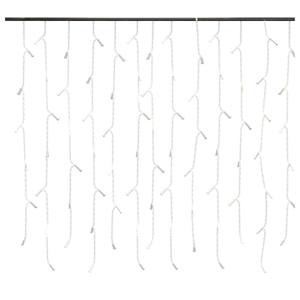 vidaXL cortina luces carámbano 10m 400 LED blanco frío 8 funciones
