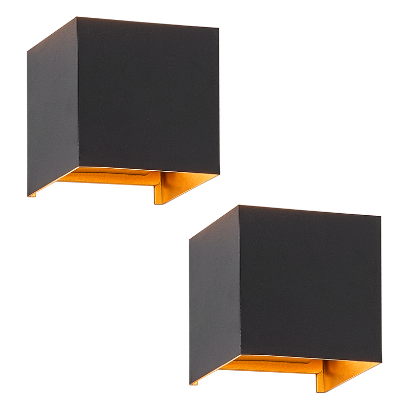 Nettlife aplique pared negro LED 10x10 2er-set