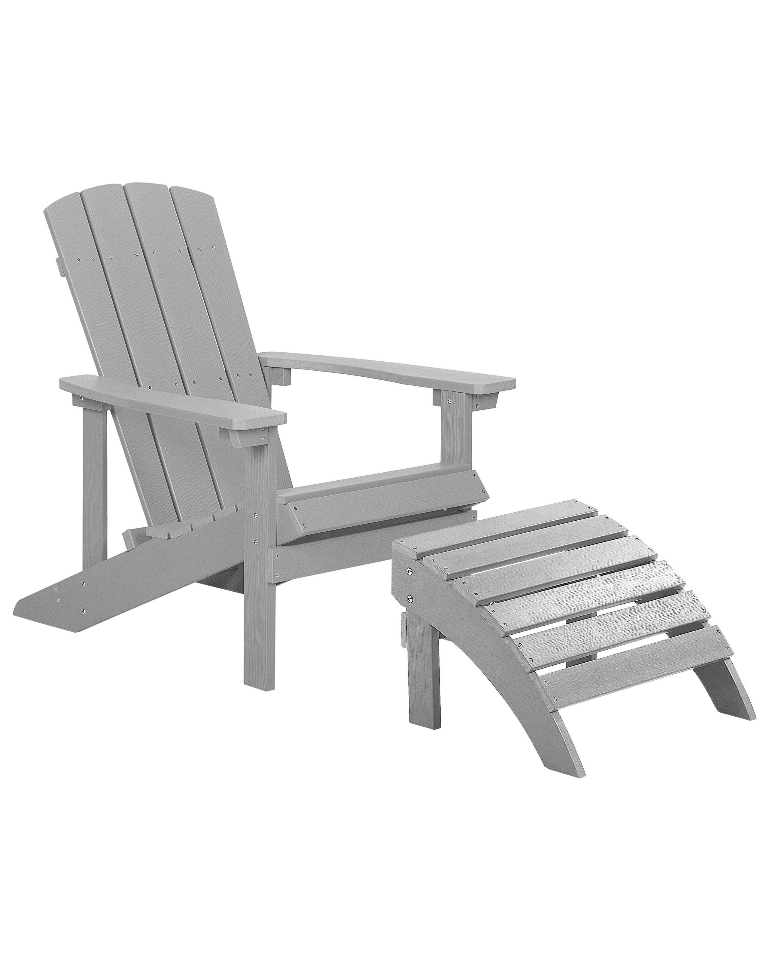Silla de jardín adirondack con reposapiés gris claro