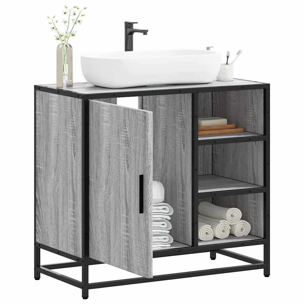 Mueble lavabo baño madera contrachapada sonoma gris 65x33x60 cm esb1293