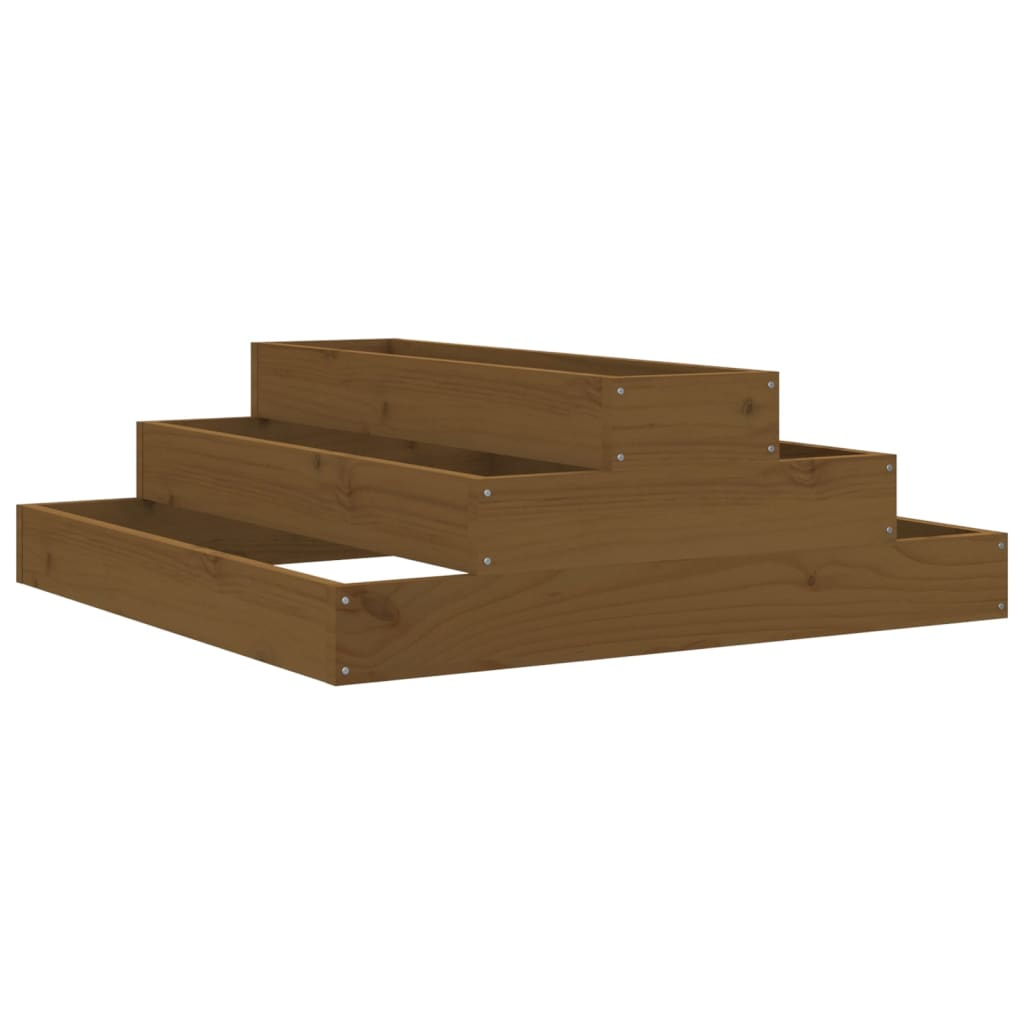 vidaXL jardinera de madera maciza de pino marrón miel 80x80x27 cm