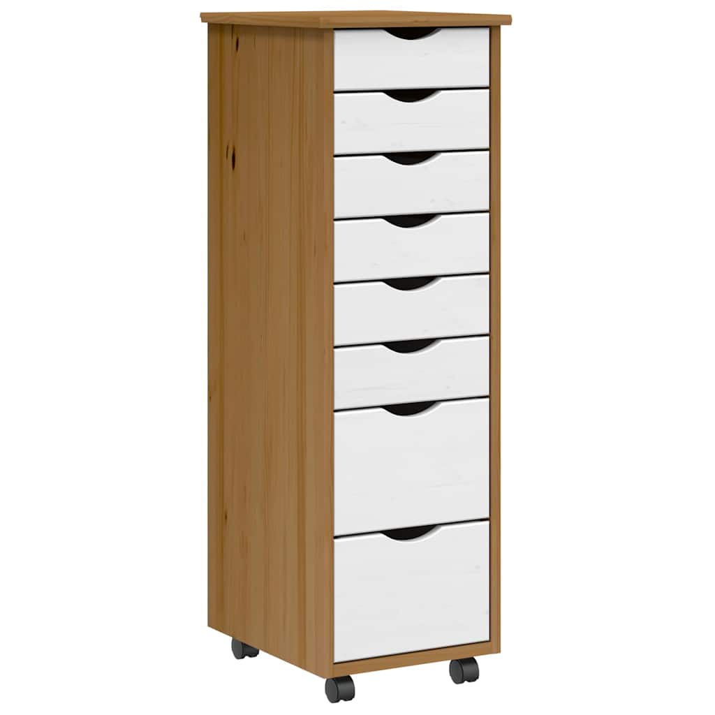 Cajonera con ruedas moss madera maciza pino marrón miel efe7317