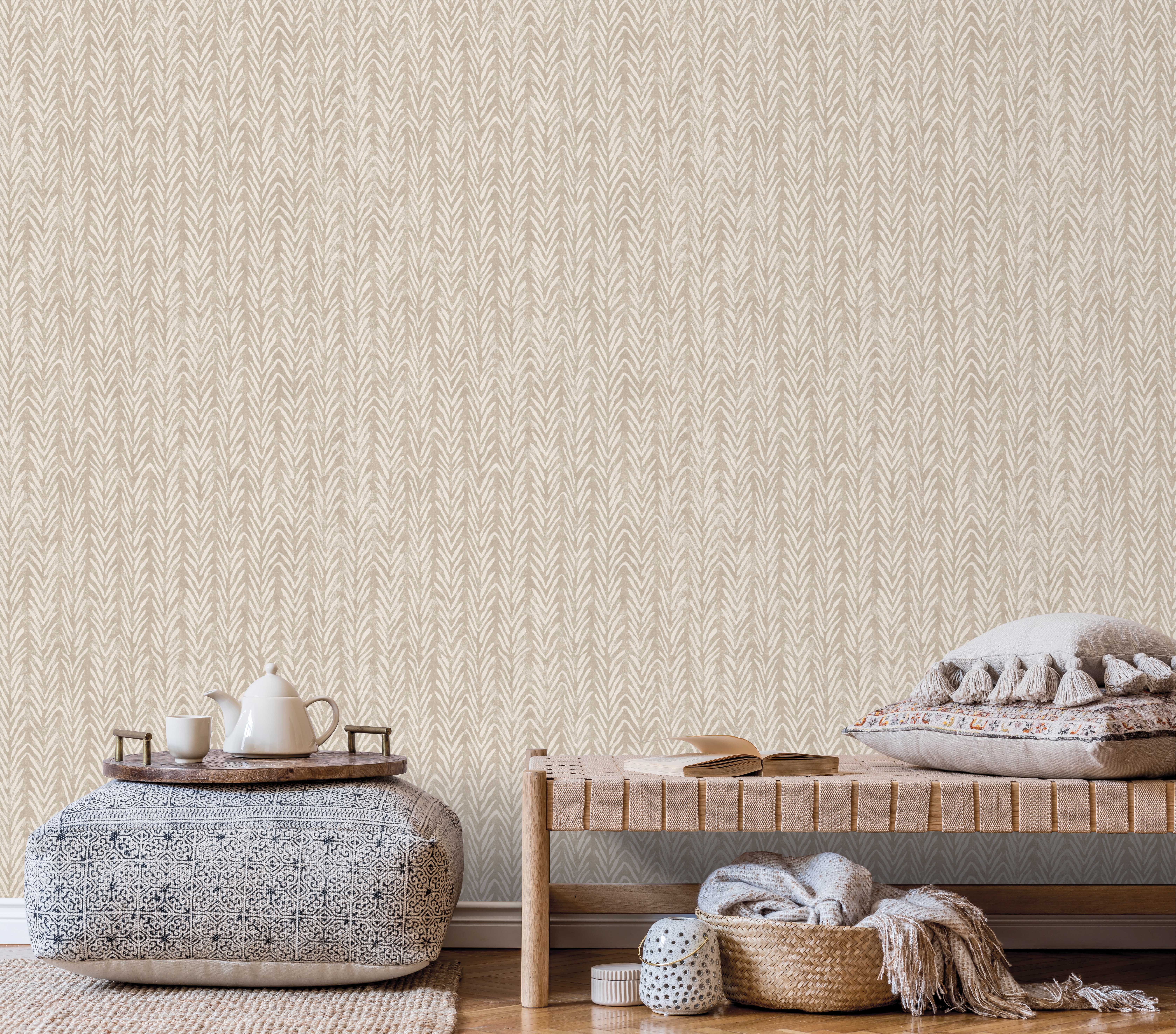Papel pintado texturizado etnico tnt espigas beige