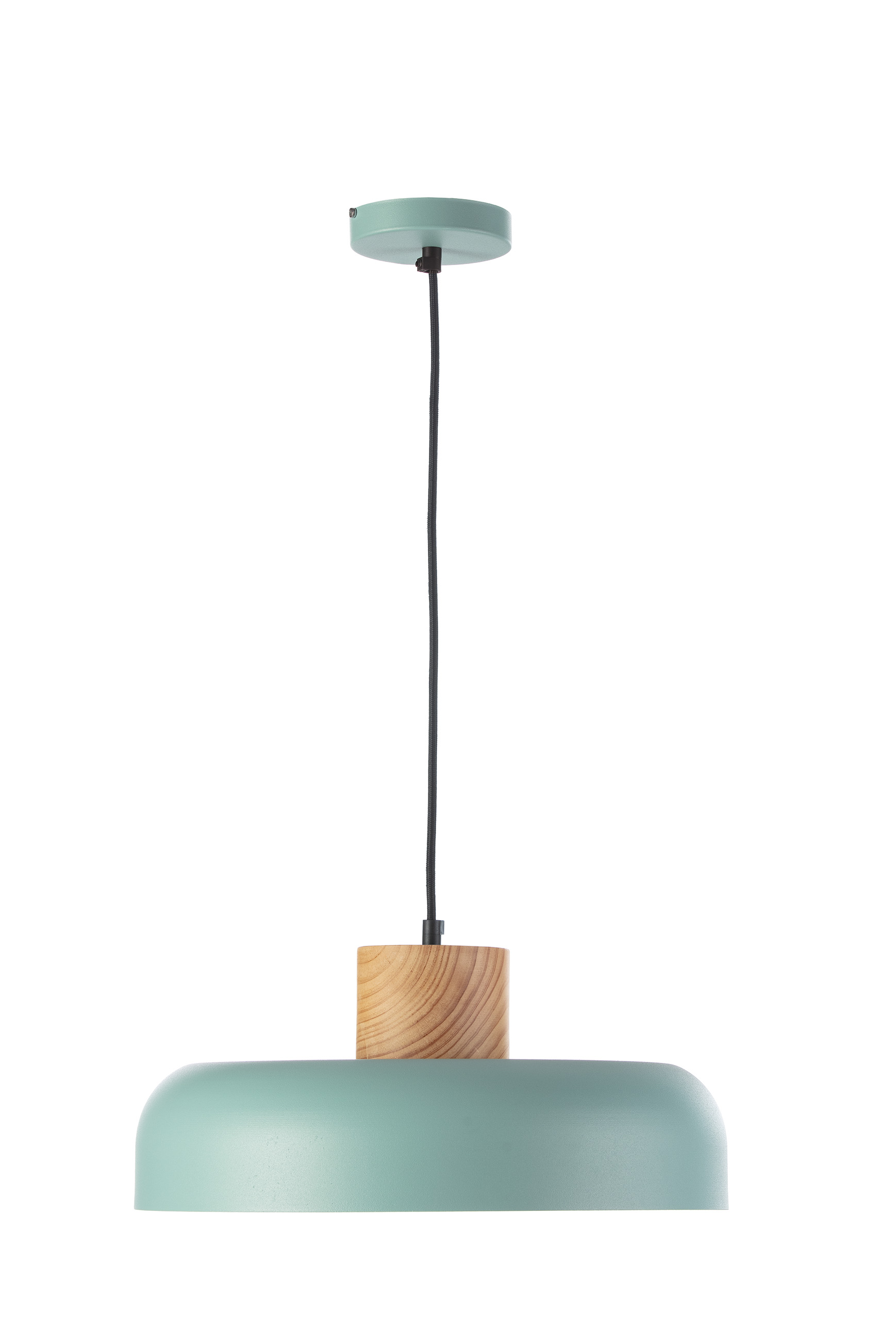 Lámpara techo aluminio color agua marina embellecedor madera