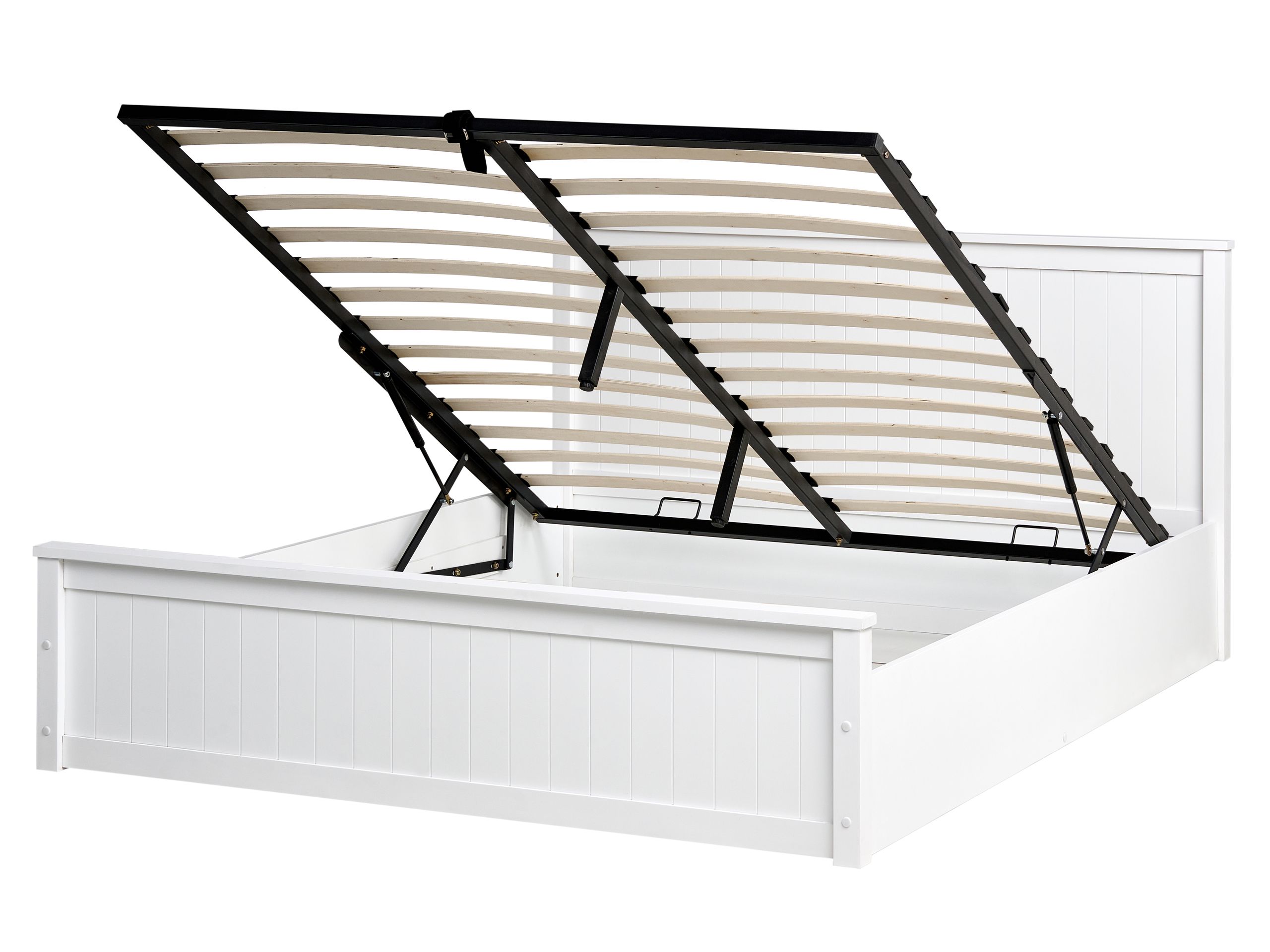 Cama con almacenaje lambres madera de pino blanco 160 x 200 cm
