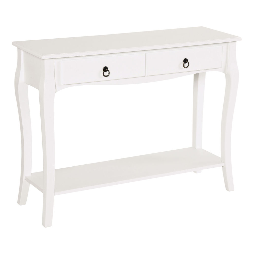 Mesa consola 100x33x75 cm tablero de mdf y madera de pino color blanco