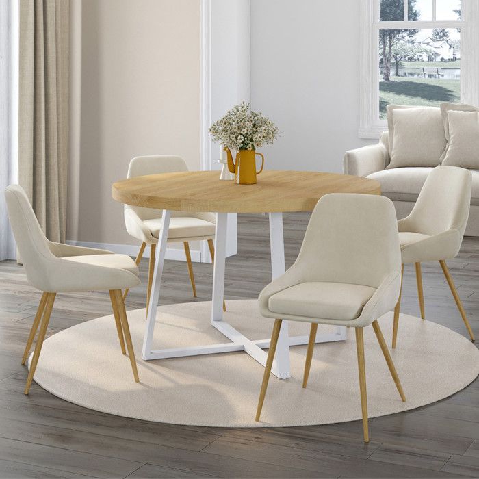 Sillas de comedor vintage de terciopelo beige - lote 4